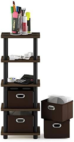 Furinno Turn-N-Tube Toolless 4-Tier Storage Shelves, Columbia Walnut - Image 6