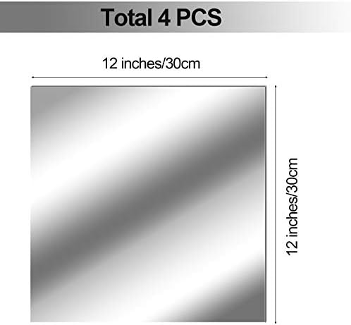 Zonon Flexible Mirror Sheets Self Adhesive Non Glass Mirror Tiles Stickers for Home Wall Decor(4 Pieces,12 x 12 Inches) - Image 6