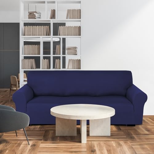 Peryiter 3 Pcs Couch and Loveseat Sofa Covers,Navy Blue,Milk Silk - Image 7
