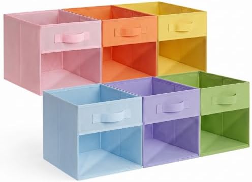 GRANNY SAYS 11x11 Storage Cube, Fabric Storage Bins, Rainbow, 6-Pack by GRANNYSAYS
