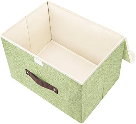 TYEERS Foldable Storage Boxes with Lids 5 Pack Fabric Storage Bins with Lids, Closet Organizers for Clothes Storage, Room Organization, Office Storage, Toys - Green - Image 3