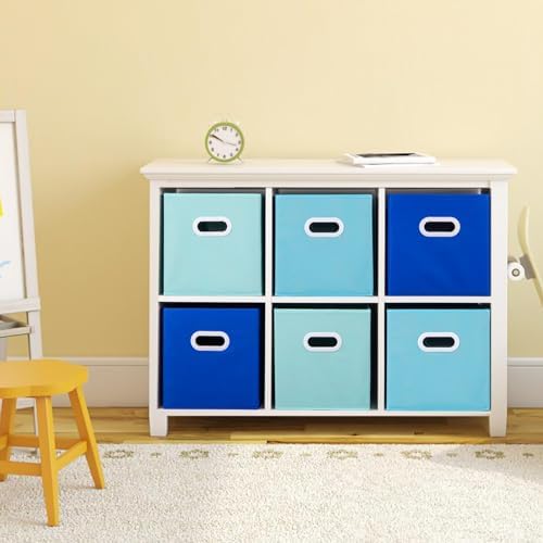 Stero Fabric Storage Cubes Bins, 11 inch Fun Colored Foldable Storage Baskets with Dual Plastic Handle for Home, Kids Room, Closet and Toys Organization, Multi Colored, Set of 6 - Image 6