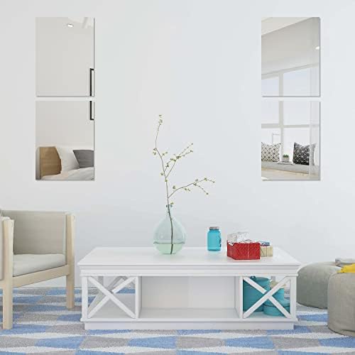 16 x 12'' x 4Pcs Glass Wall Mirror Tile Frameless Full Length Mirror - Image 7