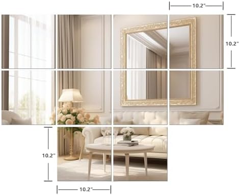 Vlush Full Length Wall & Tiles 10.2'' x 10.2'' x 10PCS Full Body Mirror, Full Length Mirror Wall Mounted Mirrors Decorative for Home Gym, Door, Bedroom & Bathroom - Image 2