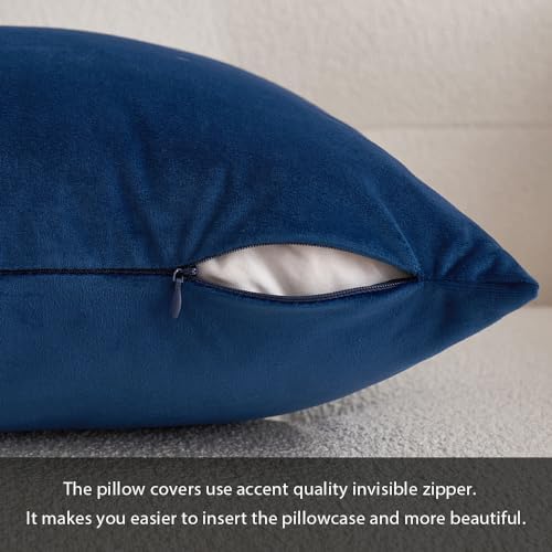 MIULEE 12x20 Inch Lumbar Velvet Throw Pillow Covers Dark Blue - Image 3