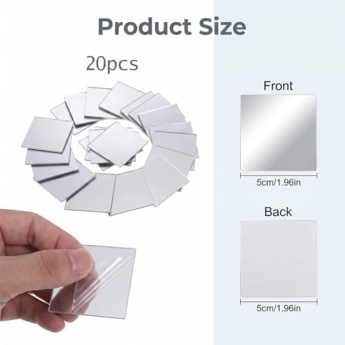 20Pcs Small Mirrors for Crafts, 2x2 Inch Mini Square Mirror Tiles - Image 2
