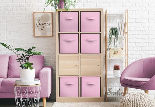 Sorbus Fabric Storage Cubes, 6-Pack Foldable Bins (13 Inch, Pastel Pink) - Image 4