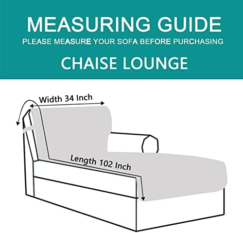 U-NICE HOME Sectional Couch Cover Chaise Lounge Cover, Grey/Beige - Image 4
