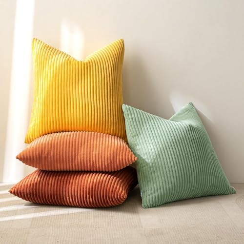 MIULEE Fall Decorative Throw Pillow Covers Yellow Rust Green 18x18 - Image 5