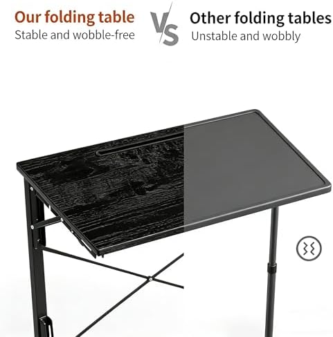 24 inch Foldable TV Tray Table, Foldable Portable C-Shaped Sofa end Table, Oversized Sofa Side Laptop Desk, Suitable for Living Room and Bedroom (2, Black) - Image 5