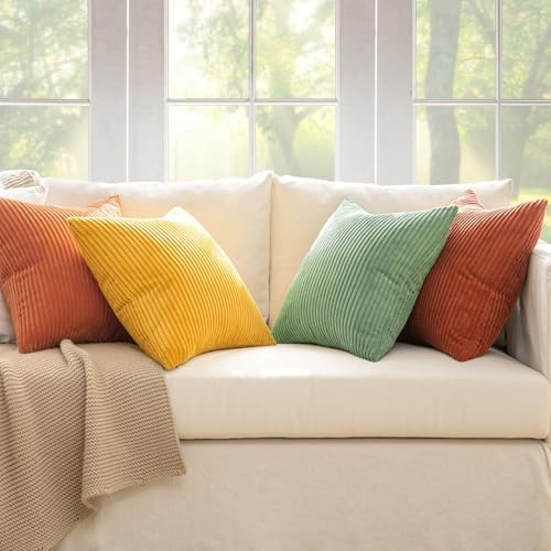 MIULEE Fall Decorative Throw Pillow Covers Yellow Rust Green 24x24 - Image 5