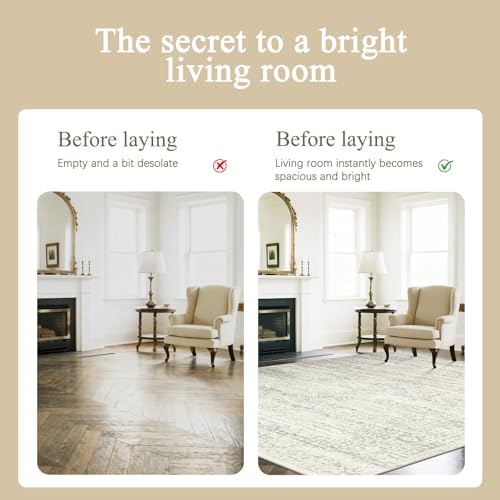 Washable Rugs 9x12 Area Rug for Living Room,Bedroom,Dining Room-Beige Green - Image 3