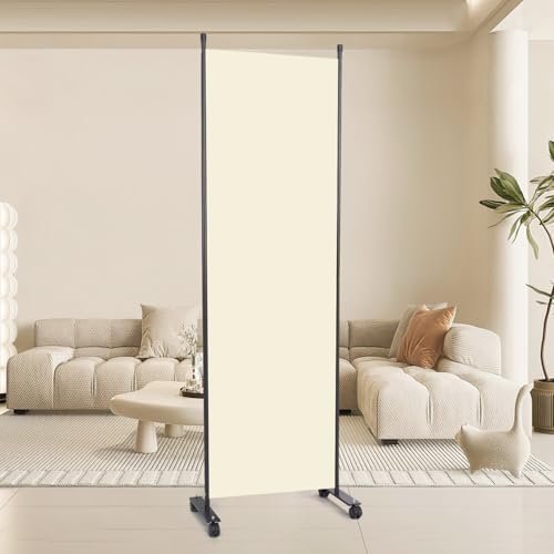 88" W 4 Panel Room Divider, Portable Privacy Screen W/Wheels Freestanding by YASRKML