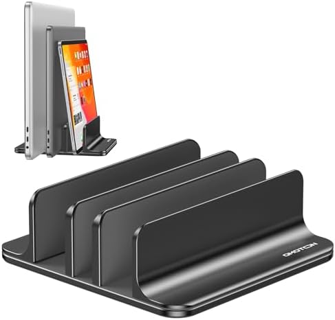 OMOTON 3-Slot Multiple Vertical Laptop Stand, Fits All MacBook, Black by OMOTON