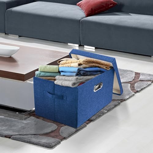 TYEERS Large Storage Bins with Lids, Collapsible, Washable, Fabric Storage Boxes for Organizing, 17.3x11.8x11.4 inches, 3 Pack, Classic Blue - Image 5