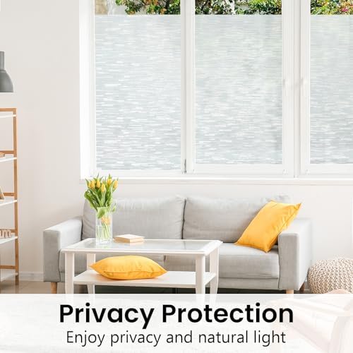Haton Window Privacy Film, White Stripe Non-Adhesive, 23.6" x 157.4" - Image 2