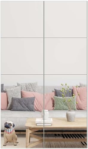 Full Length Mirror Tiles, 12" x 10" x 8PCS Frameless Wall Mounted Mirror by Ruomeng