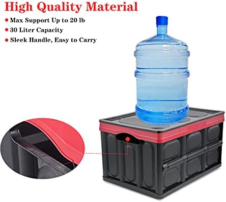 GUOZI 30 Liter Collapsible Storage Bin with Lid, Durable Plastic Folding Storage Crate, Stackable Storage Box Organizer Container for Keepsake Toy Photos Office Nursery Wardrobe Bookshelf etc. - Image 3