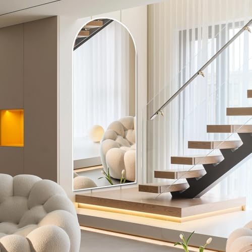 Rowjut Floor Mirror Arched Mirror Full Length 56"X20"Full Length Mirror can be Free Standing or Hanging on the wall Used in Living Room Entrance Hall Corridor Room Bathroom etc（White - Image 6