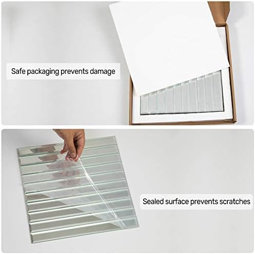 Beveled Mirror Backsplash Tiles 12x12 Inch Silver Mirror Glass Strip Tiles for Kitchen Bathroom Shower Wall 5 Sheets - Image 6