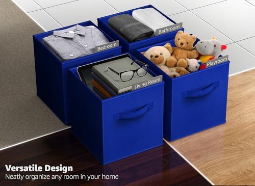 Sorbus Fabric Storage Cubes, 6-Pack Foldable Bins (11 Inch, Royal Blue) - Image 5