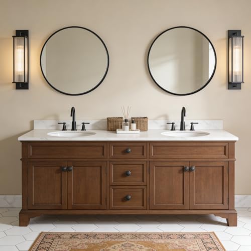 WallBeyond Black Round Wood Mirror 24 inch Circle Wall Mirror for Bathroom Round Wall Mirror for Wall Decor, Vanity, Entryway Living Room - Image 5