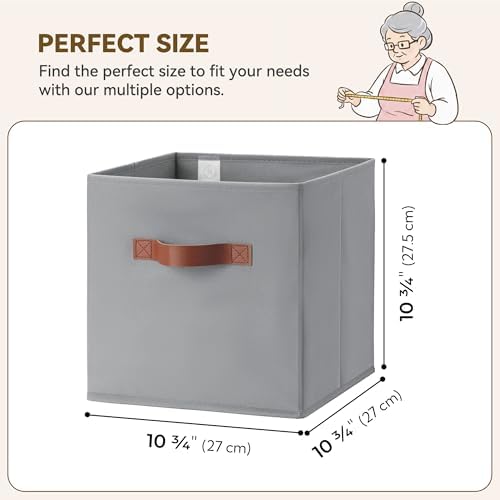 GRANNY SAYS 11 Inch Cube Storage Bins, 6-Pack Fabric Storage Bins, Grey - Image 2