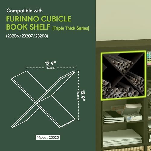 Furinno Cubicle X-Shelf Cube Insert, 3-Shelf Cube Organizer, Dark Oak - Image 3