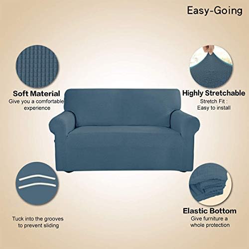 Easy-Going Stretch Loveseat Couch Covers Washable Bluestone - Image 3