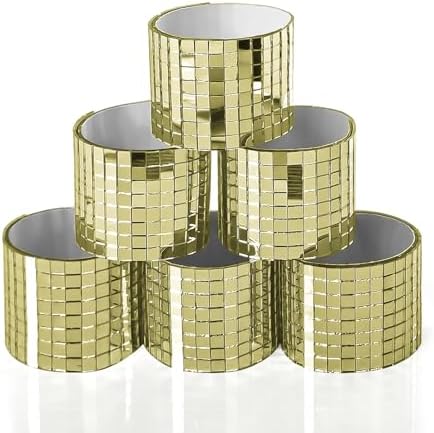 Art3dwallpanels Self-Adhesive Glass Mirror Mosaic Tiles, Disco Ball Gold by Art3dwallpanels