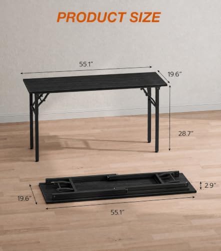 XBurmo Folding Desk Foldable Table, No Assembly 55.1" Foldable Desk Space-Saving Workstation for Small Space, Computer Table, Flat Storage for Home Office, Bedroom, Dorm, Study Room, Dark Oak - Image 2