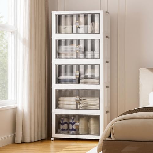 SAILUN 580Qt Stackable Storage Bins,Storage Cabinet Drawer with a Lid,White by SAILUN