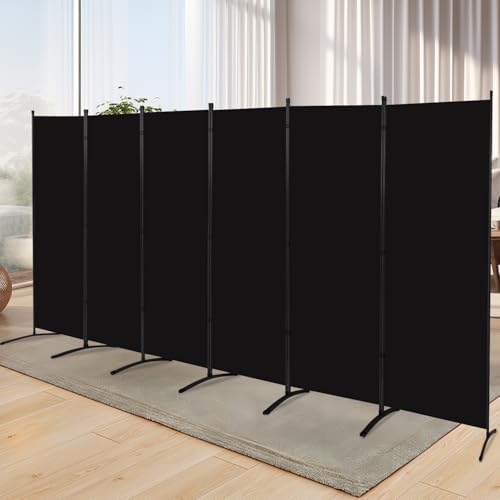 6 Panel Folding Room Divider, Sturdy Frame Freestanding Wall Divider by YASRKML