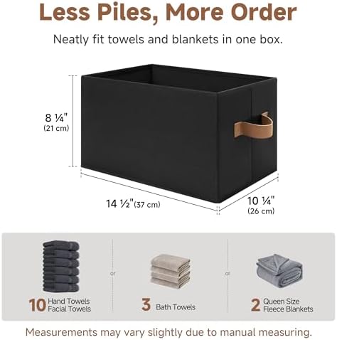 StorageWorks Closet Storage Bins, Black, Large, 3-Pack - Image 4