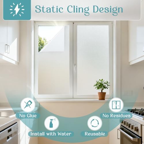 Haton Frosted Window Privacy Film with Tools, Static Cling for Glass, Pure - Image 5