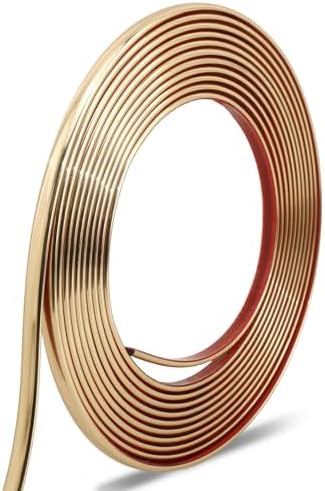 Lunghaa Peel and Stick Brushed Gold Finish Molding Trim, 393.7" x 0.31" Flexible Decoration Strip for Wall, Tile Edge, Mirror, Cabinet, Furniture and DIY Home Decor - Image 7