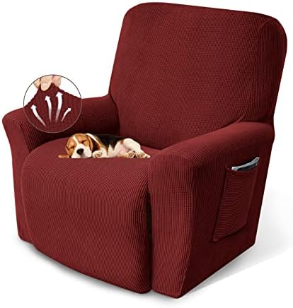 KEKUOU Recliner Chair Covers, 1-Piece Lazy Boy Recliner Covers,Dark Red by KEKUOU