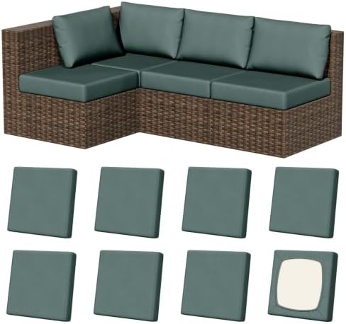 8Pcs Outdoor Cushion Covers, Stretch Patio Furniture Couch Chair Slipcovers by VORSHAPE