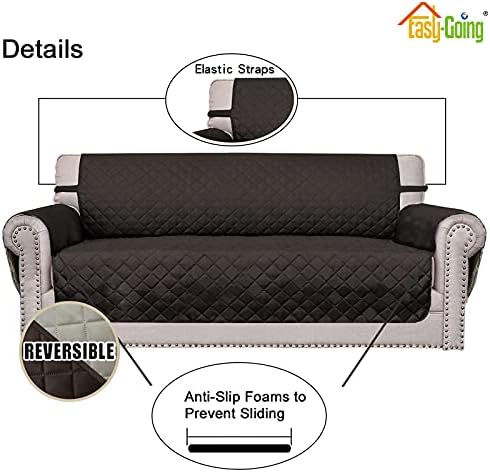 Easy-Going Oversized Chair Sofa Slipcover Reversible Sofa Cover Water Resistant Couch Cover Furniture Protector Cover with Elastic Straps for Pets Dog (Oversized Chair, Chocolate/Beige) - Image 3