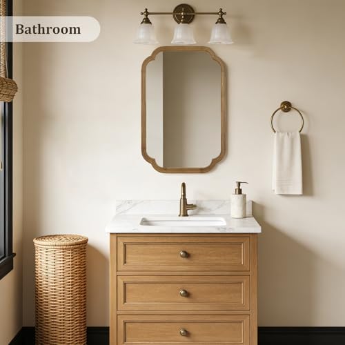 WallBeyond 20" x 30" Wood Mirror Rounded Corner Arch Wall Mirror with Wood Frame for Entryway, Living Room or Bedroom Home Decor [20" x 30" Natural Color] - Image 2