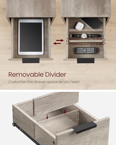 VASAGLE Side End Table with Charging Station, Slim Nightstand with Storage - Image 6
