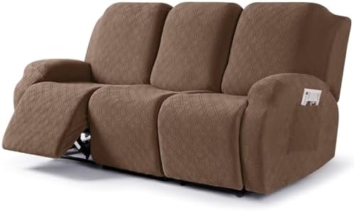 VANSOFY Stretch Recliner Couch Cover, Slipcover, Light Coffee, 3 Seater by VANSOFYFURNITURECOVERS