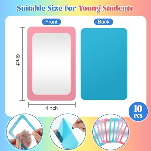 Dandat 10 Pcs 6x4 Shatter Proof Unbreakable Kids Mirrors, Pastel Colors - Image 2