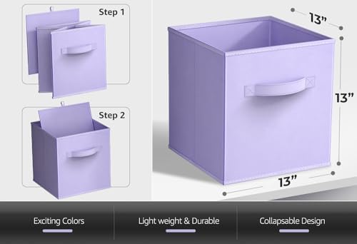 Sorbus Fabric Storage Cubes, 6-Pack Foldable Bins (13 Inch, Pastel Purple) - Image 2