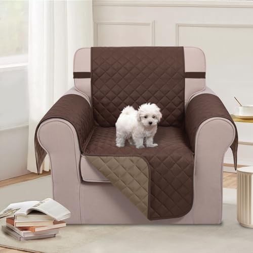 U-NICE HOME Reversible Recliner Chair Covers, Chocolate/Taupe - Image 2