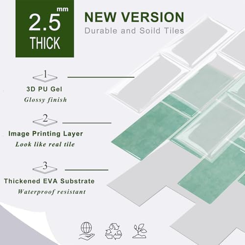 STICKGOO 10-Sheet Subway Tile Peel and Stick Backsplash, Self Adhesive Vinyl Wall Tiles, Stick on Backsplash for Kitchen and Bathroom(Thicker Design) - Image 7