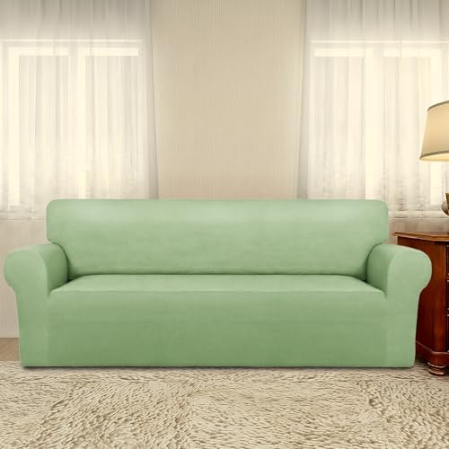 PureFit Stretch Oversized Couch Covers Fleece Sofa Slipcovers Sage Green - Image 2