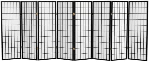 4 ft. Short Window Pane Shoji Screen - Black - 8 Panels by RedLantern
