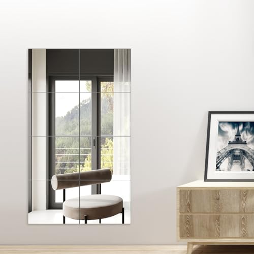 Full Length Mirror Tiles, 12" x 10" x 8PCS Frameless Wall Mounted Mirror - Image 5