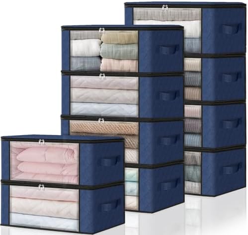 HomeHacks 10-Pack Clothes Organizer Storage Bags, 35L Storage Bins, Blue by HomeHacks